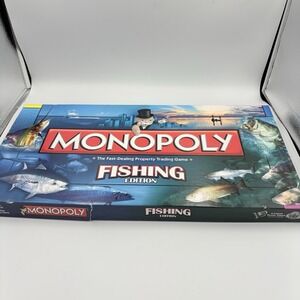 Monopoly Fishing Edition COMPLETE USAopoly 2009 Outdoors Fish Ocean Lake Rare